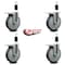 Service Caster 6'' Thermoplastic Rubber Swivel 1-3/8'' Expanding Stem Caster Set Total Lock Brake, 4PK SCC-EXTTL20S614-TPRB-138-4 - alternate 3